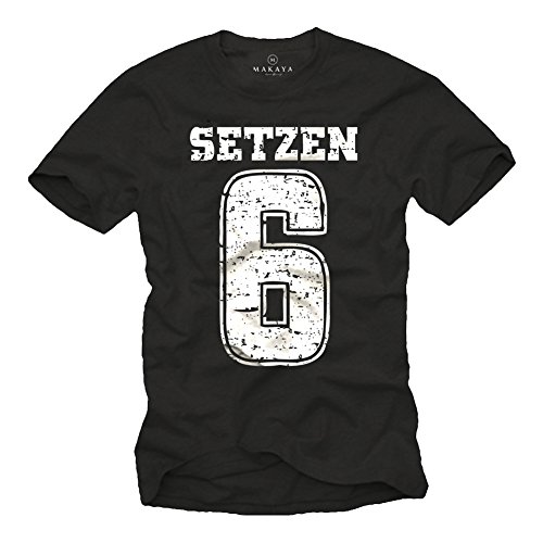 Witziges T-Shirt mit Spruch für Herren SETZEN 6 schwarz Größe XXXXXL von MAKAYA