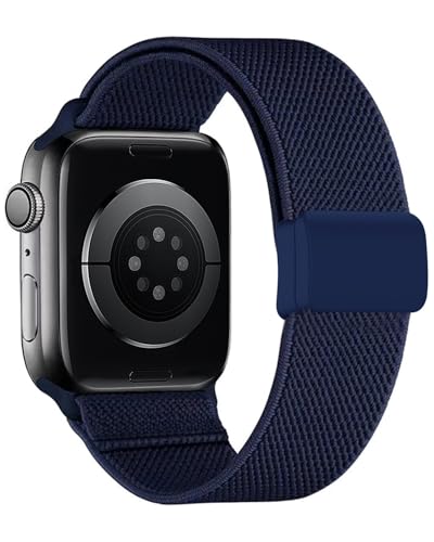 MAKCPOIMER Dehnbares Nylon-Solo-Loop-Armband, kompatibel mit Apple Watch für Kinder, 38 mm, 40 mm, 41 mm und 42 mm, 44 mm, 45 mm, magnetische Schnalle, verstellbar, elastisches Nylon-Armband, Ersatz von MAKCPOIMER