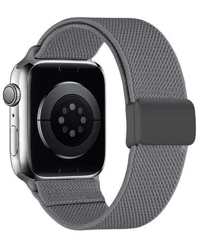 MAKCPOIMER Dehnbares Nylon-Solo-Loop-Armband, kompatibel mit Apple Watch für Kinder, 38 mm, 40 mm, 41 mm und 42 mm, 44 mm, 45 mm, magnetische Schnalle, verstellbar, elastisches Nylon-Armband, Ersatz von MAKCPOIMER