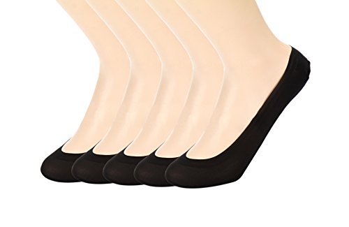 Damen Füsslinge Ballerina Sneaker Socken Invisible Socks 5 Paar, Schwarz, Einheitsgröße von MAKFORT