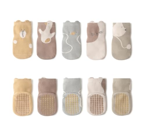 MAKFORT 5er Pack Baby Kleinkinder ABS Rutschfeste Socken Anti Sportsocken Baumwolle Stoppersocken von MAKFORT