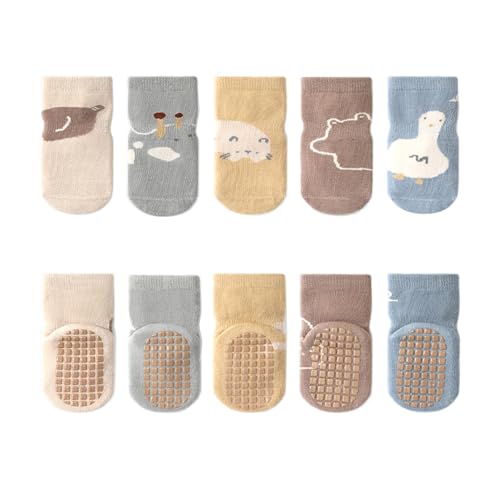 MAKFORT 5er Pack Baby Kleinkinder ABS Rutschfeste Socken Anti Sportsocken Baumwolle Stoppersocken von MAKFORT