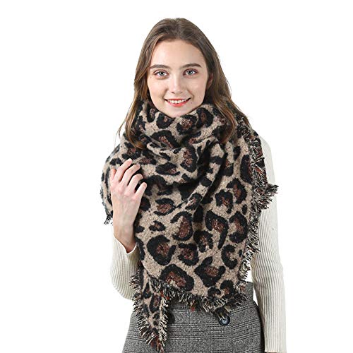 MAKFORT Damen Herbst Winter Schal Imitation Kaschmir Leoparden Halstücher Dreieck Handtuch von MAKFORT