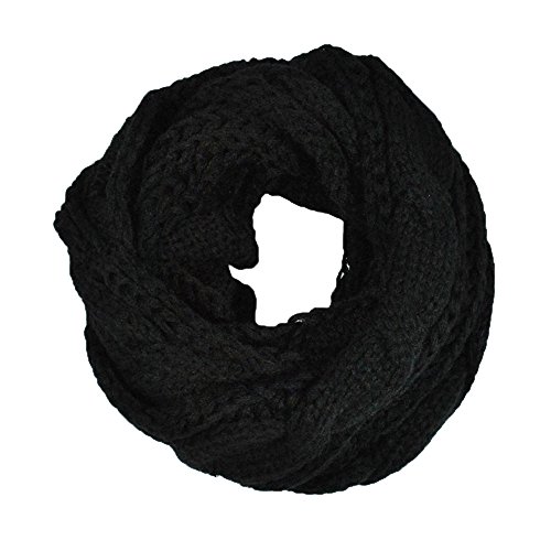 MAKFORT Damen Loop Schal Strickschal Loopschal Herbst Winter Dicker Schlauchschal Schwarz von MAKFORT