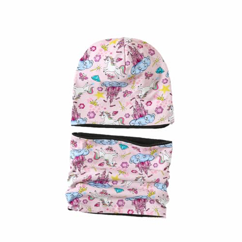 MAKFORT Kinder Beanie Mütze Schal Schlauchschal Set Baumwoll Loop Schal Junge Und Mädche Winter von MAKFORT