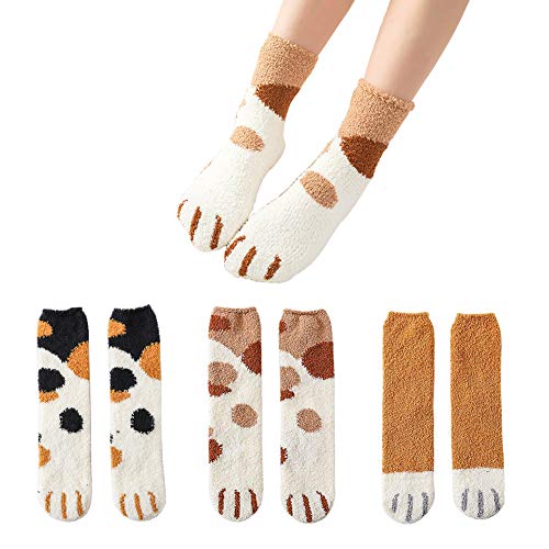 MAKFORT 3 Paar Weihnachtssocken Damen Winter Warme Mädchen Weihnachtssocken Rentier Schneeflocke Socken Für Frauen von MAKFORT