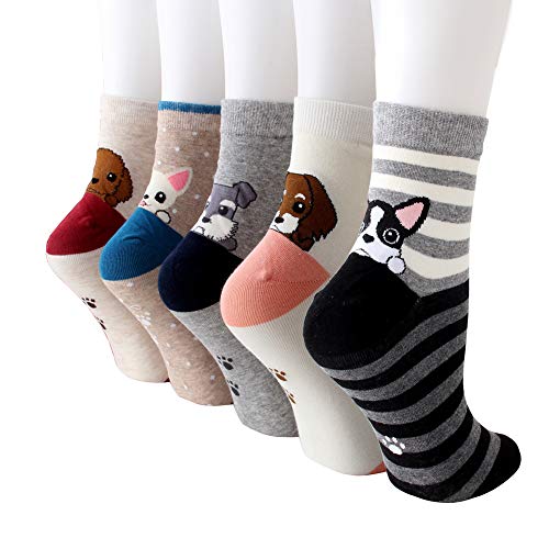 MAKFORT Lustige Socken Damen Mädchen Tier Muster Niedlich Baumwolle Sneaker Socken Kuschelsocken Damen Warme Socken Frauen Thermal Lässige Socken 5 Paar von MAKFORT