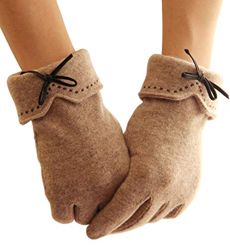 MAKFORT Touchscreen Handschuhe Damen Herbst Winter Damen Cashmere Handschuhe Winterhandschuhe Frauen Handschuhe Beige Rosa Handschuhe von MAKFORT