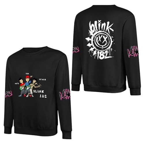 Blink Sweatshirt 182 Herren Crewneck Sweater Band Langarm Rundhals Merch Fans Tops Für Männer Sweat-Shirt von MAKMAN