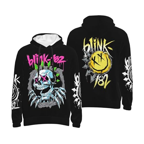 Blink Sweatshirt 182 Herren Schwarz Kapuze Kapuzenpullover Hoodie Langarm Rundhals Hoody Merch Fans Top Für Männer 4XL von MAKMAN