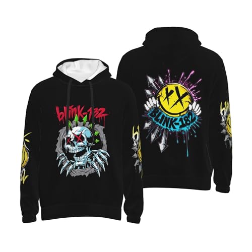 Blink Sweatshirt 182 Herren Schwarz Kapuze Kapuzenpullover Hoodie Langarm Rundhals Hoody Merch Fans Top Für Männer XXL von MAKMAN