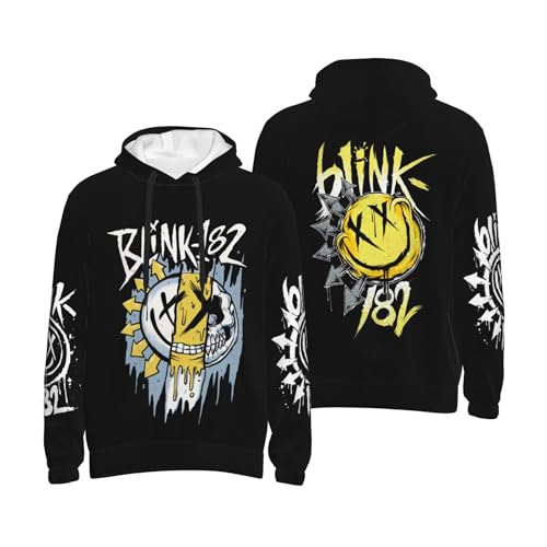 Blink Sweatshirt 182 Herren Schwarz Kapuze Kapuzenpullover Hoodie Langarm Rundhals Hoody Merch Fans Top Für Männer XXL von MAKMAN