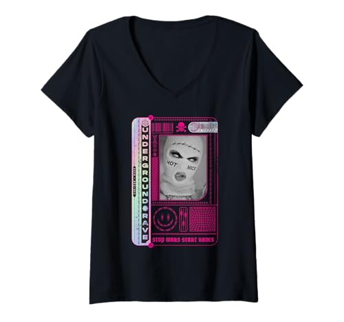Damen Underground Rave Aesthetic Techno - Tekk Culture T-Shirt mit V-Ausschnitt von MAKNA - Rave Society