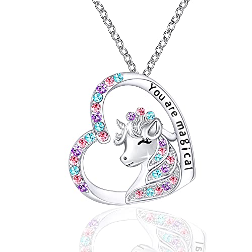 MAKOBLESSMOMO Einhorn Herz Halskette für Mädchen, You are Magical Einhorn Schmuck Geschenke für Mädchen Mütter Tochter Enkelin Nichte von MAKOBLESSMOMO