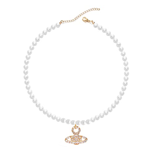 MAKOBLESSMOMO Perlenkette für Frauen und Mädchen, Diamant-Perlen-Strass-Schlüsselbeinkette, Geburtstags-Jubiläums-Schmuckgeschenk von MAKOBLESSMOMO