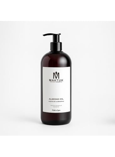 Süßmandelöl, 100 % rein, kaltgepresst, ideal für Massage, trockene Haut, Gesicht und Haar, natürliches Körperöl für Dehnungsstreifen und für Babys und Schwangere, 500 ml von MAKTUK BOTANIC COSMETIC