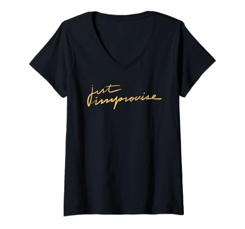 Damen JUST Improvise – Lustiger Jazzisten-Spruch T-Shirt mit V-Ausschnitt Damen JUST Improvise – Lustiger Jazzisten-Spruch T-Shirt mit V-Ausschnitt von MALAGATTO DESIGNS