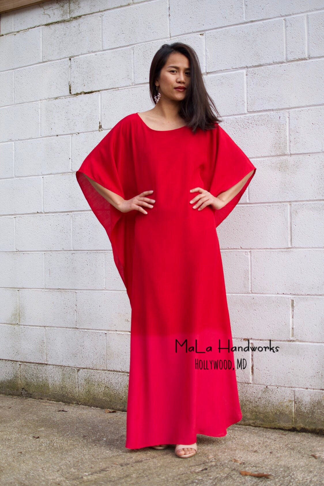 C-1 Seide Baumwoll Kaftan, Batik Kaftan, Handbemalter Kleid Batik, Kaftan Kleid, Cocktail-Party House Warming Resort Kleidung von MALAHANDWORKS