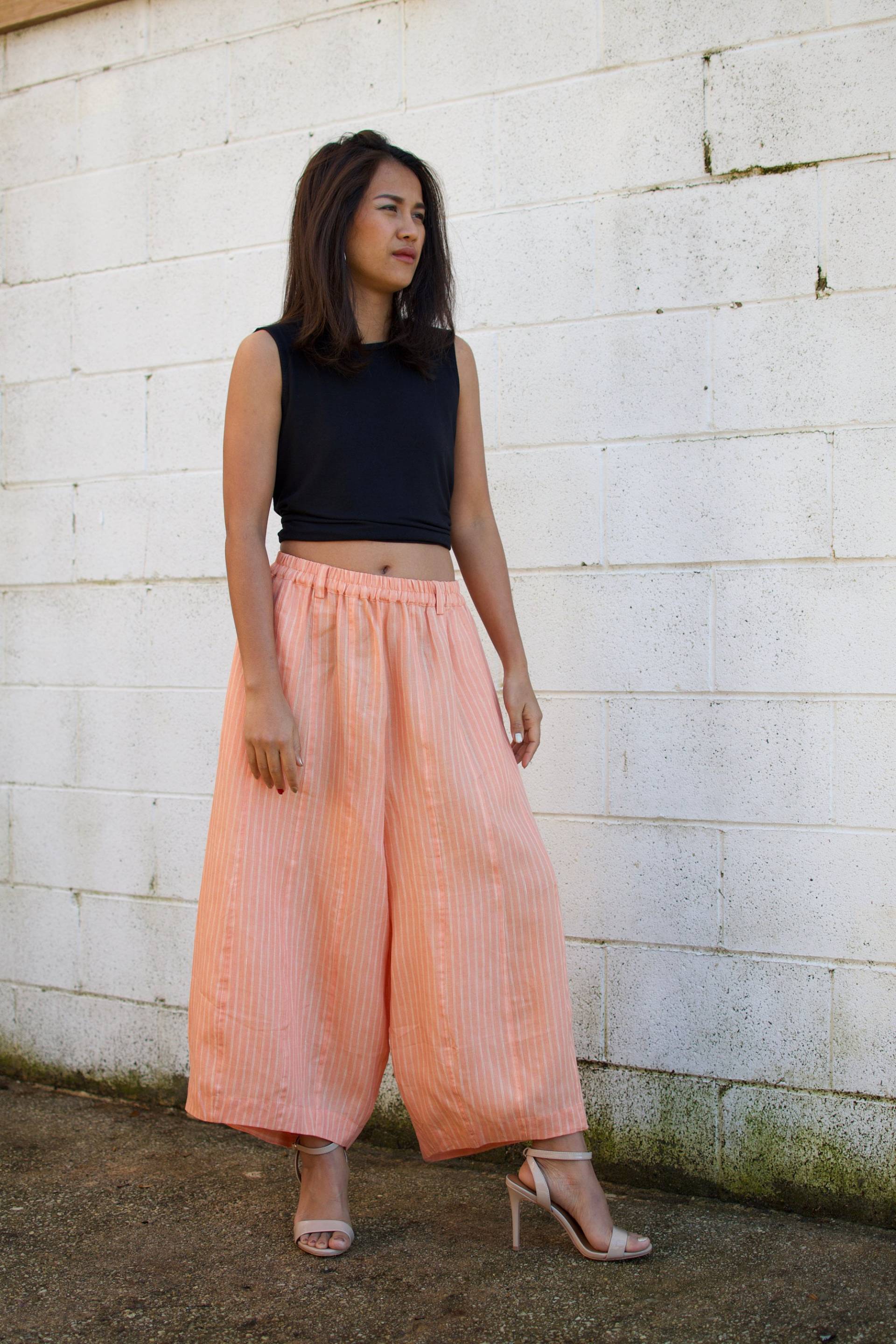 L-5 Linen Resort Hose -Leinenhose- Drop Crotch Leinen -Hose Mit Weitem Bein -Cocktailhose - Strandhose- Streetwear von MALAHANDWORKS
