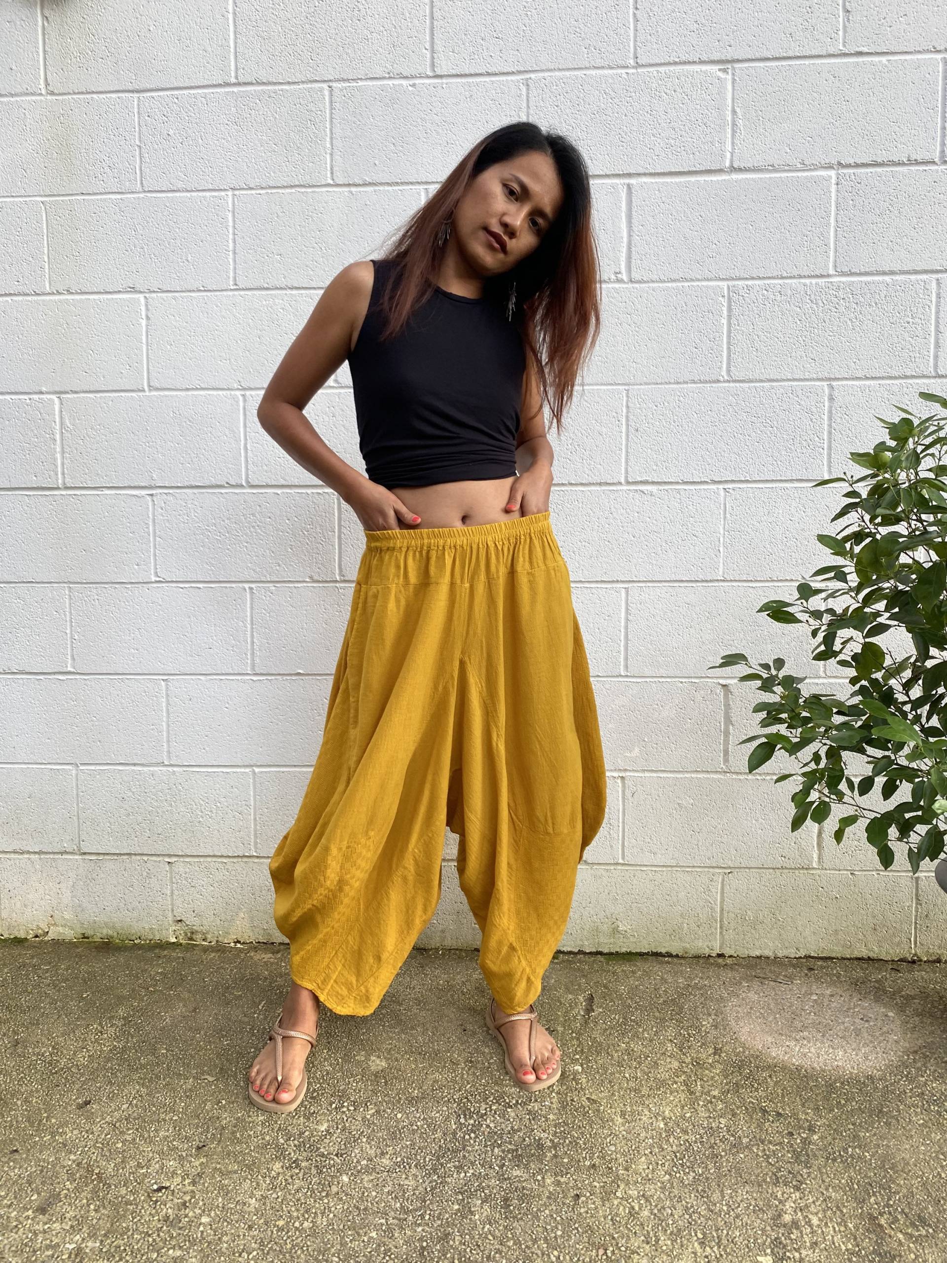 strandhose D-5 ~ Musik Festival Outfit, Boho Lounge Hose, Haremshose Frauen, Burning Man Kleidung, Resort Sommer Baggyhose von MALAHANDWORKS