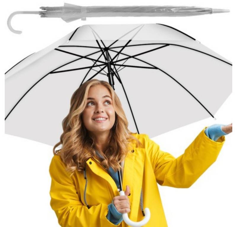 MALATEC Stockregenschirm Regenschirm Stockschirm, 93 cm Breit, transparenter Schirm von MALATEC