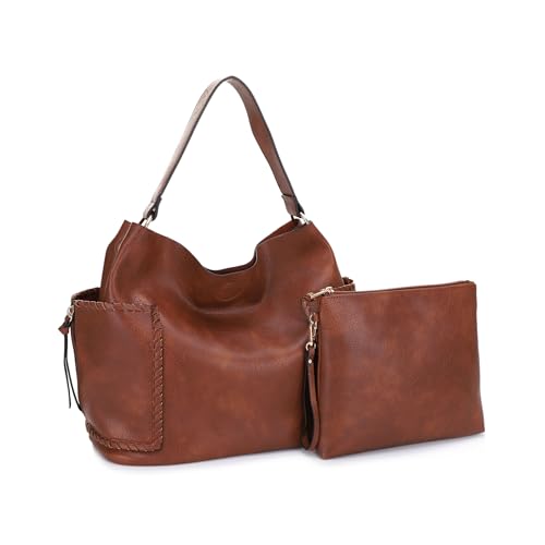 MALIBU SKYE Große Hobo-Tasche aus veganem Leder für Damen, lässige Schultertasche mit passender Handgelenktasche, Cognac, Einheitsgröße MALIBU SKYE Große Hobo-Tasche aus veganem Leder für Damen, lässige Schultertasche mit passender Handgelenktasche, Cognac, Einheitsgröße von MALIBU SKYE