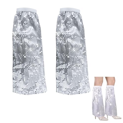 1 Paar Abba Kostüm Damen,Glitzer Kostüm,Abba Outfit Disco 70s,Pailletten Stulpen Silber,Discokugel Kostüme,Geeignet für Karneval,Mottoparty,Fasching und Hippie 70er JahreKostüm,Glitzerndes Design von MALOUSUN