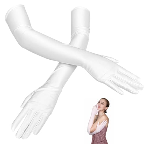 1 Paar Handschuhe Lang,Lange Weiß Handschuhe Damen Elegant,Elastic Classic Abendhandschuhe Seidenhandschuhe Brauthandschuhe für Opera Maskerade,Abschlussfeiern,Hochzeiten,HalloweenKarneval Party 1 Paar Handschuhe Lang,Lange Weiß Handschuhe Damen Elegant,Elastic Classic Abendhandschuhe Seidenhandschuhe Brauthandschuhe für Opera Maskerade,Abschlussfeiern,Hochzeiten,HalloweenKarneval Party von MALOUSUN