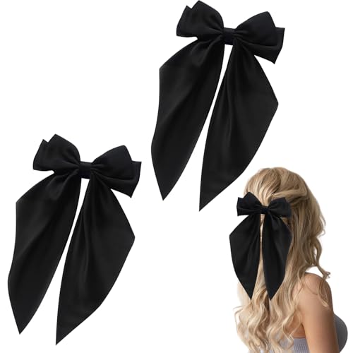 2 Stück Haarschleife,Schleife Haare,Haarklammer Schleife,Haarschleifen für Damen und Mädchen (Schwarz) von MALOUSUN