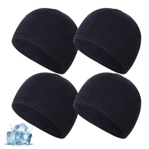 4 Stück Radmütze,Fahrradmütze Unter Helm,Atmungsaktiv Dünne Mütze,Multifunktionale Mütze Dünn,Polyester-Eisgarn Fahrradmütze,Fahrrad Mütze,Skull Cap,Badekappe Damen,Badehaube,Schwimmkappe,Cycling Cap von MALOUSUN