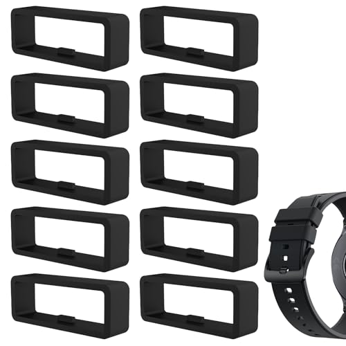MALOUSUN 10 Stück Schlaufe Ersatz Uhrenband Silikon,Uhrenarmband Schlaufe,Schwarz Armband Sicherer Silikonring (20mm) von MALOUSUN