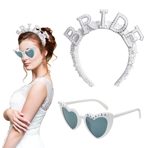 Sonnenbrille Herzbrille,Perlen Haarreif,Bride Hochzeitszubehör Set,bride to be deko,junggesellenabschied frauen,bachelorette party accessories Sonnenbrille Herzbrille,Perlen Haarreif,Bride Hochzeitszubehör Set,bride to be deko,junggesellenabschied frauen,bachelorette party accessories von MALOUSUN