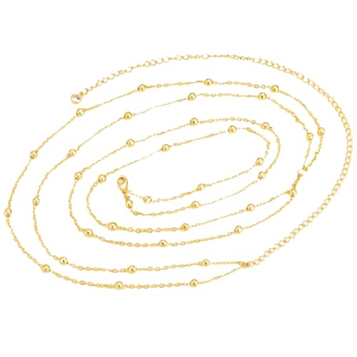 Verstellbare Perlen Taillenkette für Damen,Sexy Bauchkette mit Metallperlen,Schichteter Hüftschmuck für Bikini & Beach (Golden) von MALOUSUN