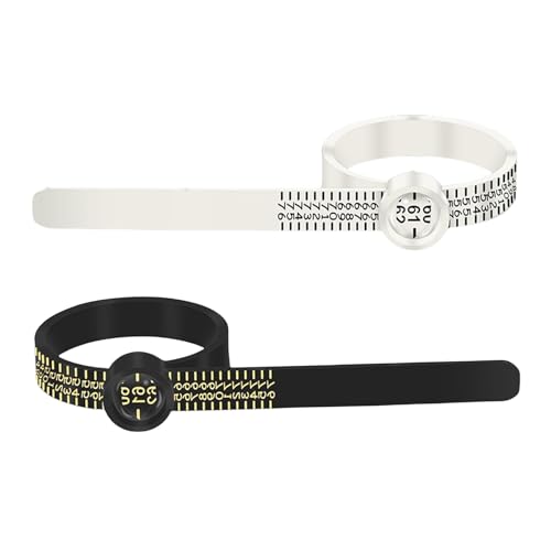 2 Stück Ringgrössenmesser Deutsche Größen,Ringmesser Finger,Ring Größenmesser,Ring Messer Finger,Ringmaßband,Ringgröße Ermitteln Messen,Ringschablone,Ringgrößen Messgerät mit Graduation(Schwarz,Weiß) von MALOUSUN