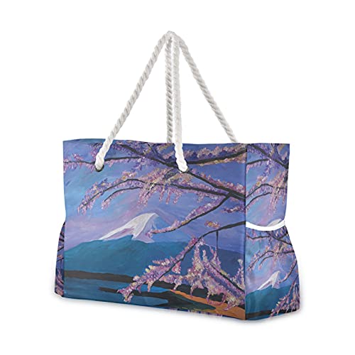 MALPLENA Cherry Blossom Tree Damen Tote Schultertasche Strand Tote Bag von MALPLENA