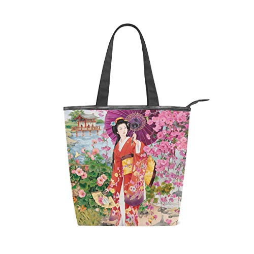 Malplee Japanische Geisha Mädchen Schulter-Handtasche für Frauen Arbeitstasche von MALPLENA