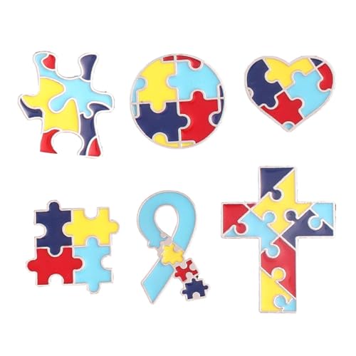 6 Stück/Set Awareness Pins Puzzle Broschen Pins Schal Dekor für Hüte, Schals, Abzeichen 6 Stück/Set Awareness Pins Puzzle Broschen Pins Schal Dekor für Hüte, Schals, Abzeichen von MALSSE