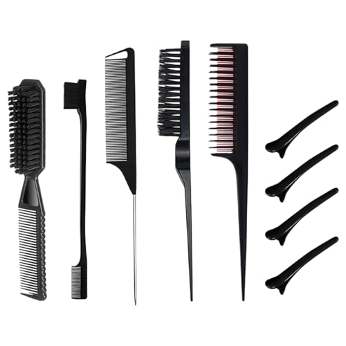 9-teiliges professionelles Friseurkamm-Haarbürsten-Haarspangen-Set zum Stylen und Entwirren von Frauen, glattes Pflegewerkzeug, Haarkamm von MALSSE