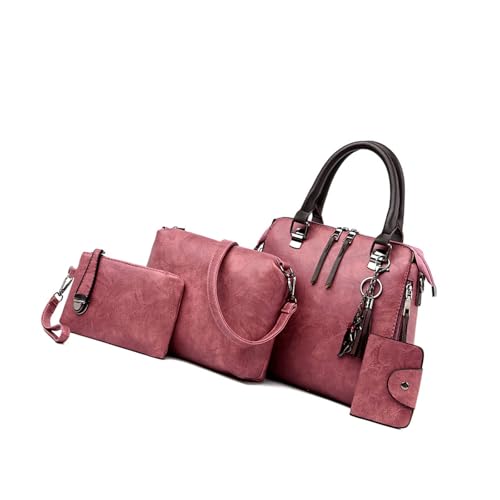 Anspruchsvolle 4-in-1-Handtasche aus PU-Leder mit Tragegriff oben, Reißverschluss und abnehmbarem Riemen, Geldbörse für Arbeit oder Freizeit, PU-Leder von MALSSE