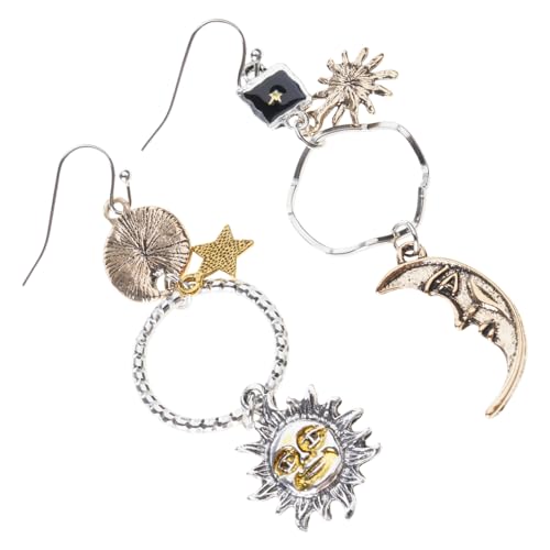 Asymmetrische Ohrringe, griechische Mythologie, Gesicht, Sonne, Mond, Anhänger, Ohrringe, handgefertigter Schmuck für Partys und den täglichen Gebrauch, modische Damen-Ohrringe von MALSSE