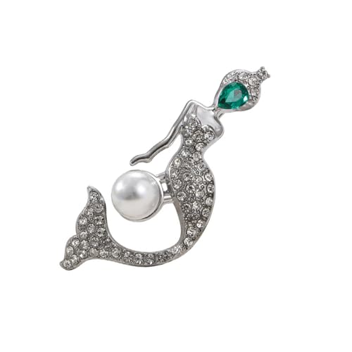 Auffällige Strass-Meerjungfrauen-Anstecknadel, tragbares Schmuck-Accessoire für Themenveranstaltungen, stilvolle Outfits, Freizeitkleidung, Mode-Accessoire, Einheitsgröße, Wie beschrieben von MALSSE
