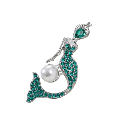 Auffällige Strass-Meerjungfrauen-Anstecknadel, tragbares Schmuck-Accessoire für Themenveranstaltungen, stilvolle Outfits, Freizeitkleidung, Mode-Accessoire, Einheitsgröße, Wie beschrieben von MALSSE