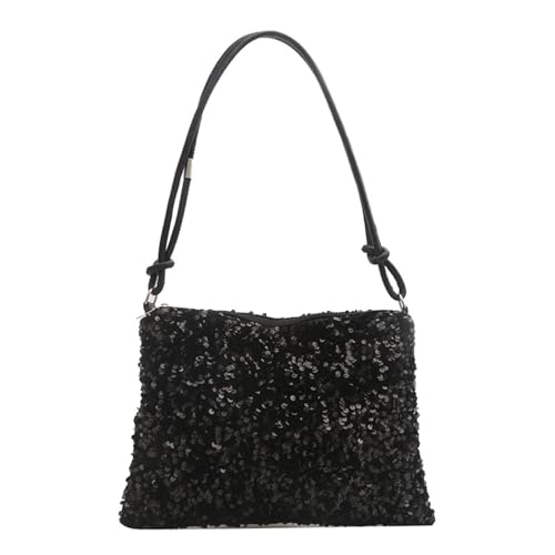 Canvas Unterarmtasche Modische Schulter für Frauen für Partys und Nachtclubs Damen Klein, Schwarz , One Size von MALSSE
