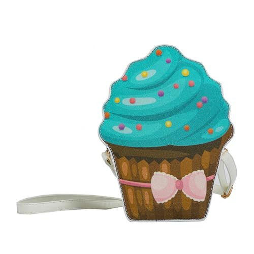 Cupcake-Tasche Crossbody Geldbörse PU Schulter Cupcake Box Handtasche Kleine Geldbörse Telefon Schulter Multifunktionale Innenstruktur, blau, One Size von MALSSE