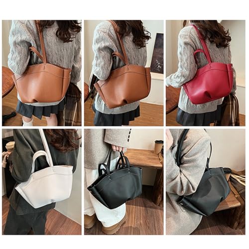 Damen Handtasche PU Leder Umhängetasche Retro Styles und Einzigartiger Gurt Unterarmtaschen für Herbst und Winter Multifunktionstasche, B, One Size von MALSSE