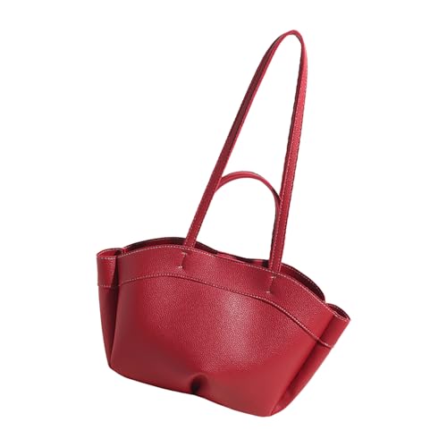 Damen Handtasche PU Leder Umhängetasche Retro Styles und Einzigartiger Gurt Unterarmtaschen für Herbst und Winter Multifunktionstasche, rot, One Size von MALSSE