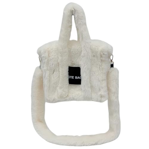 Damen-Plüsch-Umhängetasche, Damen, Herbst, Winter, Kuriertasche, große Kapazität, Crossbody, Einkaufen, große Kapazität, Kuriertasche für Damen, Plüsch-Schulter, Herbst, Winter, Crossbody, beige, One Damen-Plüsch-Umhängetasche, Damen, Herbst, Winter, Kuriertasche, große Kapazität, Crossbody, Einkaufen, große Kapazität, Kuriertasche für Damen, Plüsch-Schulter, Herbst, Winter, Crossbody, beige, One von MALSSE