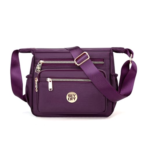 Damen-Umhängetasche mit mehreren Taschen, Nylon, für Reisen, Kuriertasche, leicht, Mütter für den täglichen Gebrauch, mehrere Taschen, leichte Nylon-Umhängetasche, pflaume, One Size von MALSSE