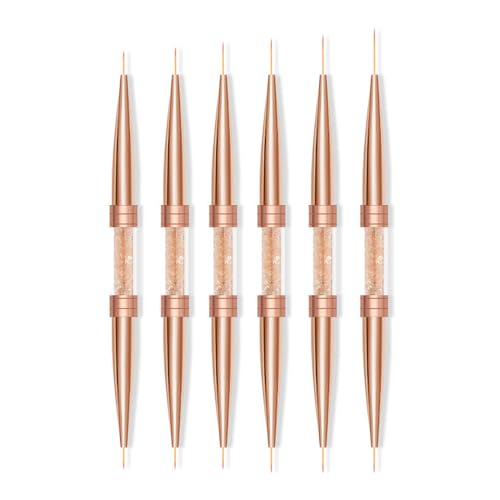Dotting Drawing Tool Set 6pcs Fine Line Brushes For Nails Art Double Ended Nail Striping Brush Gel Nail Polish Thin Brush European And von MALSSE