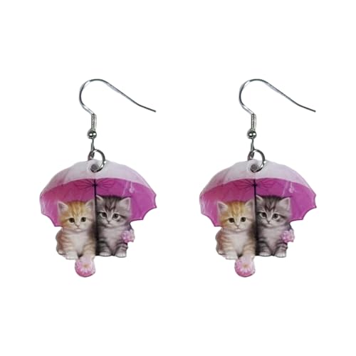 Elegante Hängeohrringe mit Katzenmotiv, Party-Accessoire, modischer Party-Schmuck, Acryl-Textur, geeignet für Frauen und Jugendliche, Statement-Ohrringe von MALSSE